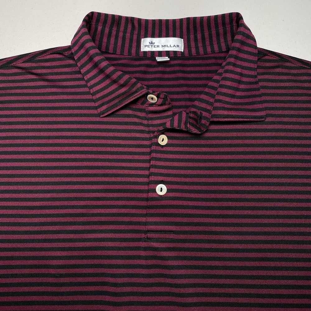 Pablo Creek Peter Millar Summer Comfort Polo XL Mens Golf Dark Berry Stripe
